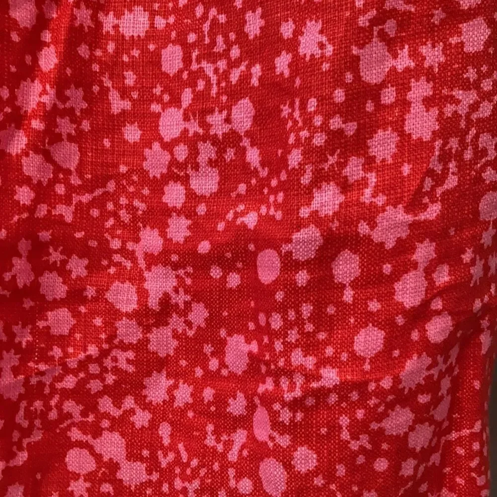J. Crew 100% Linen Printed Strapless Dress Red & Pink Size 2